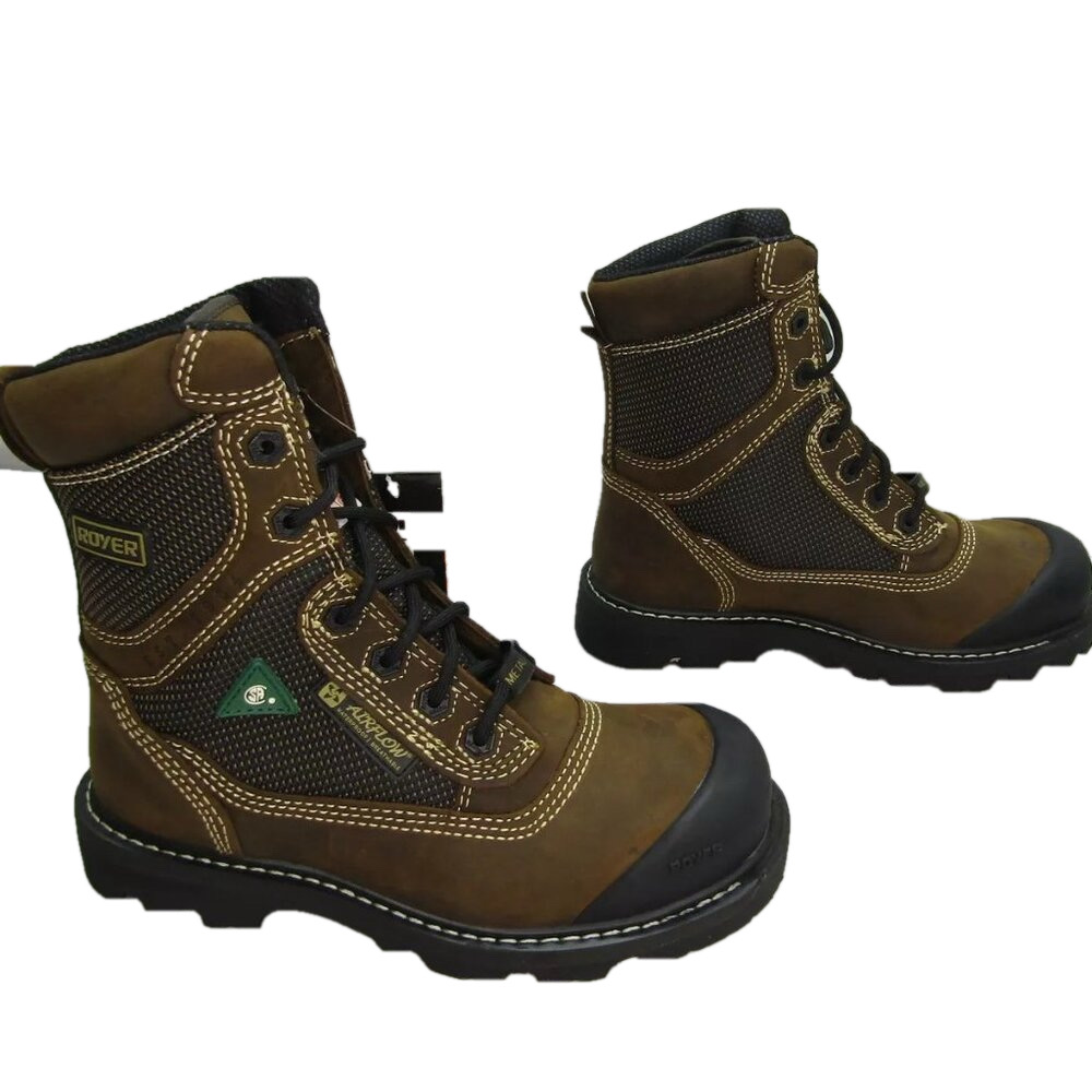 NEW ROYER 8620FLX Work Boots Waterproof Leather Toe-Cap Mid-Rise Brown Size 8